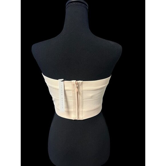 Susana Monaco Womens Beige Strapless Tube top, Zip-Back Crop Top, SM - Picture 4 of 13